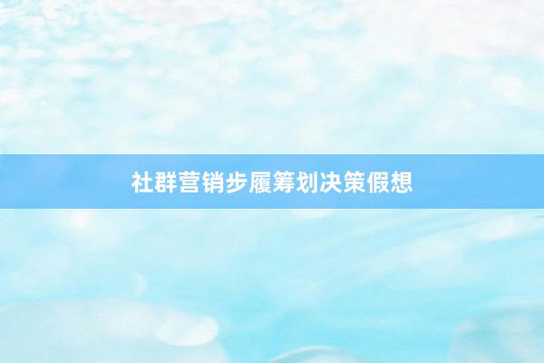 社群营销步履筹划决策假想